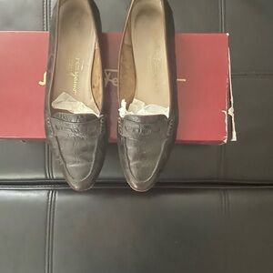 Salvatore Ferragamo Women's Brown Leather Penny Loafers